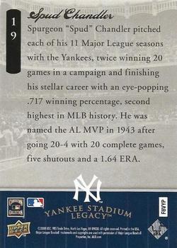 2008 Upper Deck Yankee Stadium Legacy Final Season Box Set #19 Spud Chandler Back