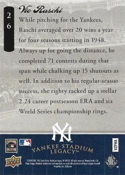 2008 Upper Deck Yankee Stadium Legacy Final Season Box Set #26 Vic Raschi Back
