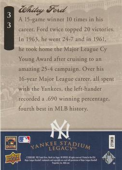 2008 Upper Deck Yankee Stadium Legacy Final Season Box Set #33 Whitey Ford Back
