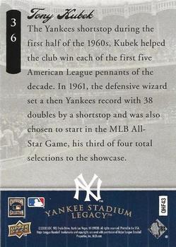 2008 Upper Deck Yankee Stadium Legacy Final Season Box Set #36 Tony Kubek Back