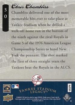 2008 Upper Deck Yankee Stadium Legacy Final Season Box Set #50 Chris Chambliss Back
