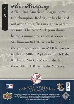 2008 Upper Deck Yankee Stadium Legacy Final Season Box Set #99 Alex Rodriguez Back