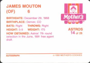 1995 Mother's Cookies Houston Astros #14 James Mouton Back
