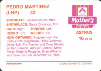 1995 Mother's Cookies Houston Astros #16 Pedro Martinez Back