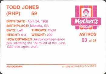 1995 Mother's Cookies Houston Astros #23 Todd Jones Back