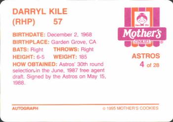 1995 Mother's Cookies Houston Astros #4 Darryl Kile Back