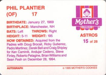 1995 Mother's Cookies Houston Astros #15 Phil Plantier Back