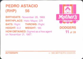 1995 Mother's Cookies Los Angeles Dodgers #11 Pedro Astacio Back