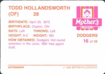 1995 Mother's Cookies Los Angeles Dodgers #16 Todd Hollandsworth Back