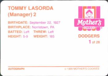 1995 Mother's Cookies Los Angeles Dodgers #1 Tommy Lasorda Back