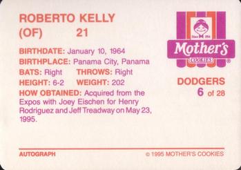 1995 Mother's Cookies Los Angeles Dodgers #6 Roberto Kelly Back