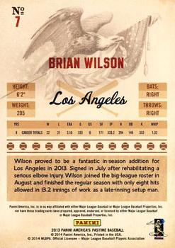 2013 Panini America's Pastime #7 Brian Wilson Back