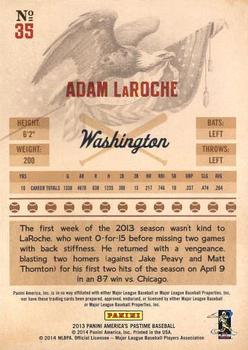 2013 Panini America's Pastime #35 Adam LaRoche Back