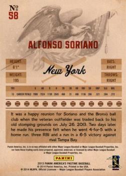 2013 Panini America's Pastime #58 Alfonso Soriano Back