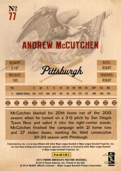 2013 Panini America's Pastime #77 Andrew McCutchen Back