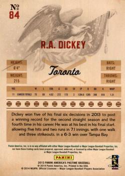 2013 Panini America's Pastime #84 R.A. Dickey Back