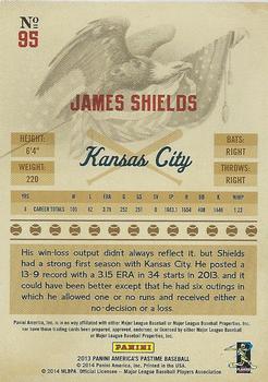 2013 Panini America's Pastime #95 James Shields Back