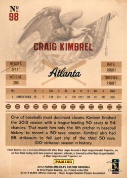 2013 Panini America's Pastime #98 Craig Kimbrel Back