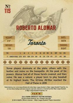 2013 Panini America's Pastime #115 Roberto Alomar Back