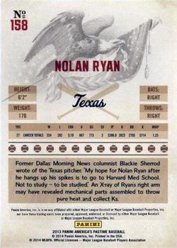 2013 Panini America's Pastime #158 Nolan Ryan Back