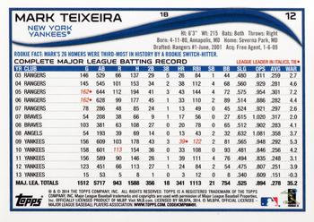 2014 Topps Opening Day #12 Mark Teixeira Back
