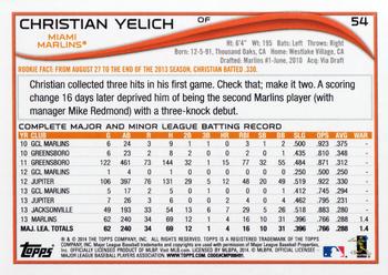 2014 Topps Opening Day #54 Christian Yelich Back