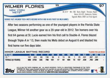 2014 Topps Opening Day #97 Wilmer Flores Back
