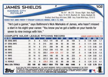 2014 Topps Opening Day #102 James Shields Back