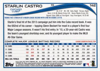 2014 Topps Opening Day #142 Starlin Castro Back