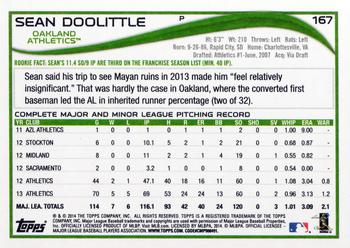 2014 Topps Opening Day #167 Sean Doolittle Back