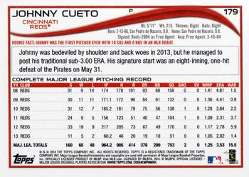 2014 Topps Opening Day #179 Johnny Cueto Back