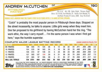 2014 Topps Opening Day #190 Andrew McCutchen Back