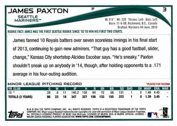 2014 Topps Opening Day #3 James Paxton Back