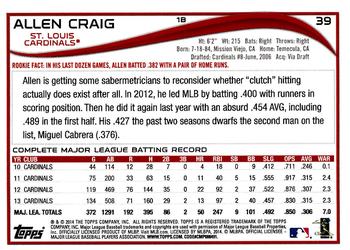 2014 Topps Opening Day #39 Allen Craig Back