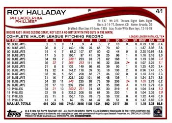 2014 Topps Opening Day #41 Roy Halladay Back