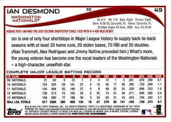 2014 Topps Opening Day #49 Ian Desmond Back