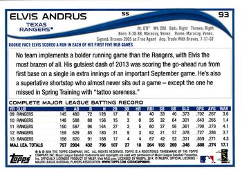 2014 Topps Opening Day #93 Elvis Andrus Back