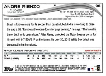 2014 Topps Opening Day #96 Andre Rienzo Back