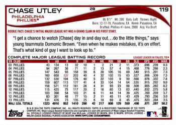 2014 Topps Opening Day #119 Chase Utley Back
