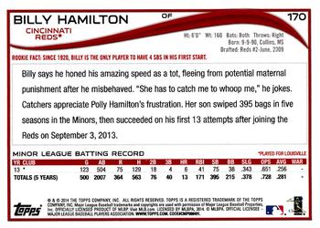 2014 Topps Opening Day #170 Billy Hamilton Back