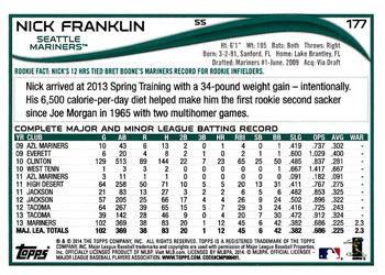 2014 Topps Opening Day #177 Nick Franklin Back