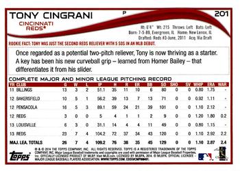 2014 Topps Opening Day #201 Tony Cingrani Back