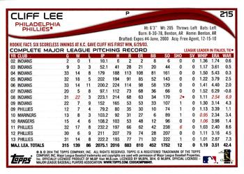 2014 Topps Opening Day #215 Cliff Lee Back