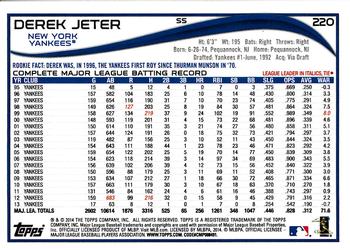 2014 Topps Opening Day #220 Derek Jeter Back