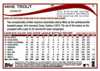 2014 Topps Opening Day #1 Mike Trout Back