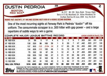 2014 Topps Opening Day #2 Dustin Pedroia Back