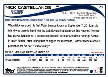 2014 Topps Opening Day #79 Nick Castellanos Back