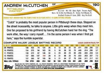 2014 Topps Opening Day #190 Andrew McCutchen Back