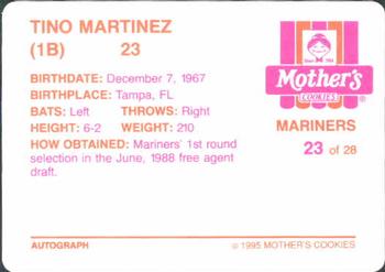 1995 Mother's Cookies Seattle Mariners #23 Tino Martinez Back