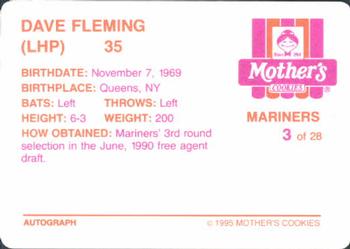 1995 Mother's Cookies Seattle Mariners #3 Dave Fleming Back